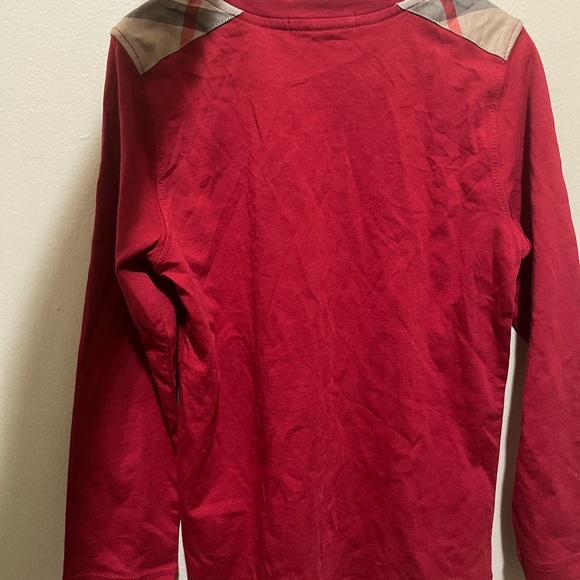 Burberry Red Long Sleeve Tee with Classic Design - Picture 6 of 10
